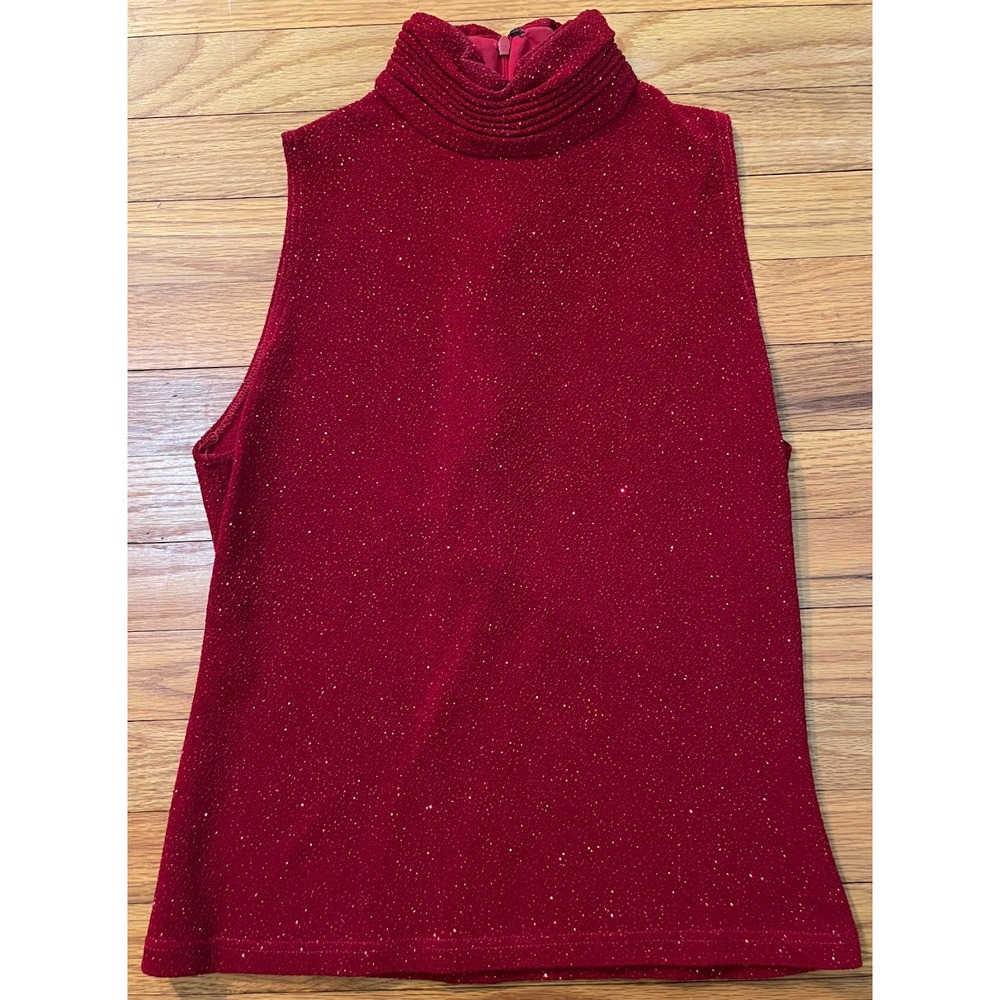 Jeffrey Dara Evenings Tom Barra Vintage Sparkling Red Turtleneck Tank Top 10
